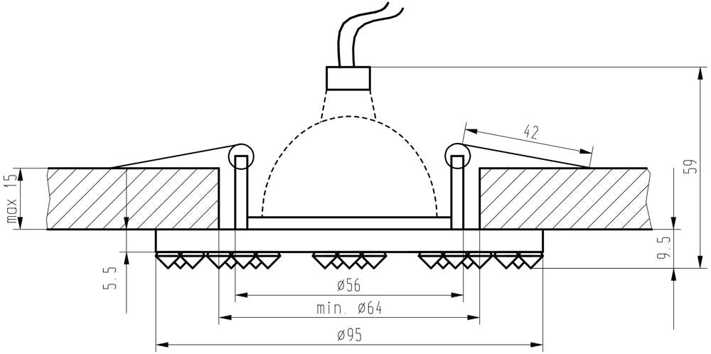 Faretto da incasso rotondo cromato vetro 1xMR16 Candellux