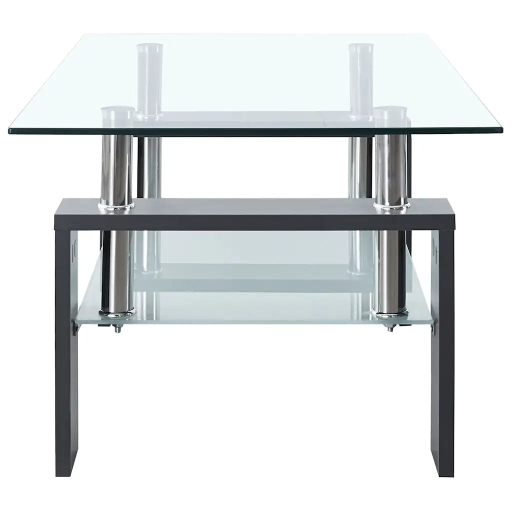 Tavolino Salotto Grigio Trasparente 95x55x40 cm Vetro Temperato