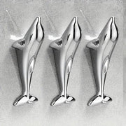 Haken da parete per bagno con 3 delfini in argento, senza forare, per chiave e cappotto