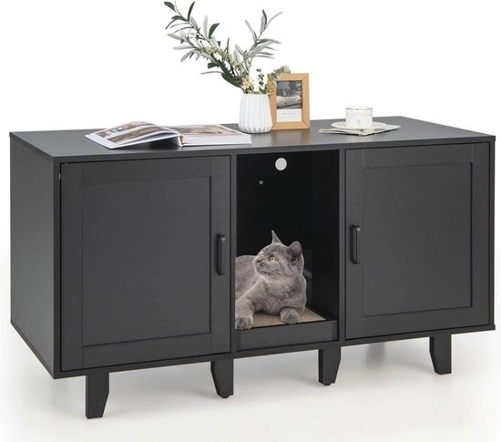 Cassetta per Gatti in Legno con Scivolo per Gatti – Mobili Stilizzati e Multifunzionali per Interni