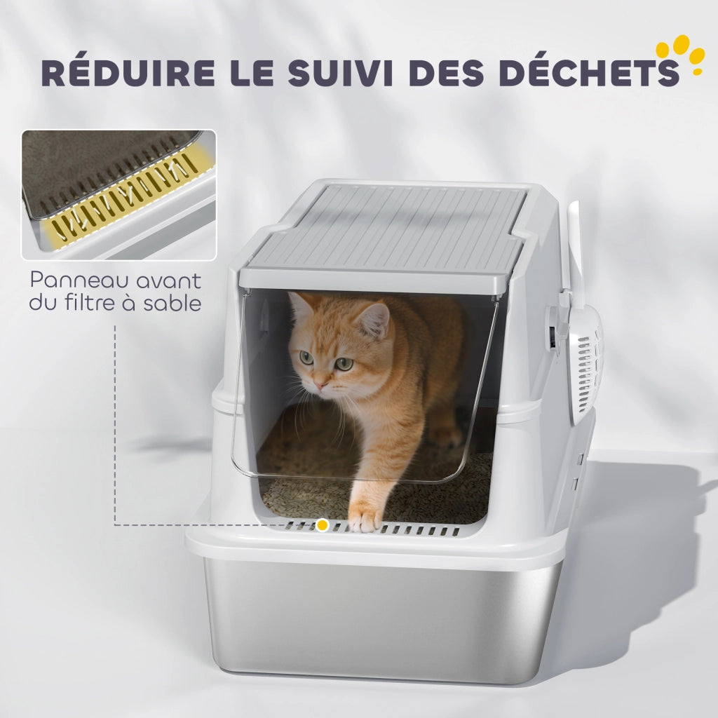 Casetta igienica per gatti XL in acciaio inossidabile ¨C Minimal ¨C 60.2x40.2x43.3 cm, grigio chiaro