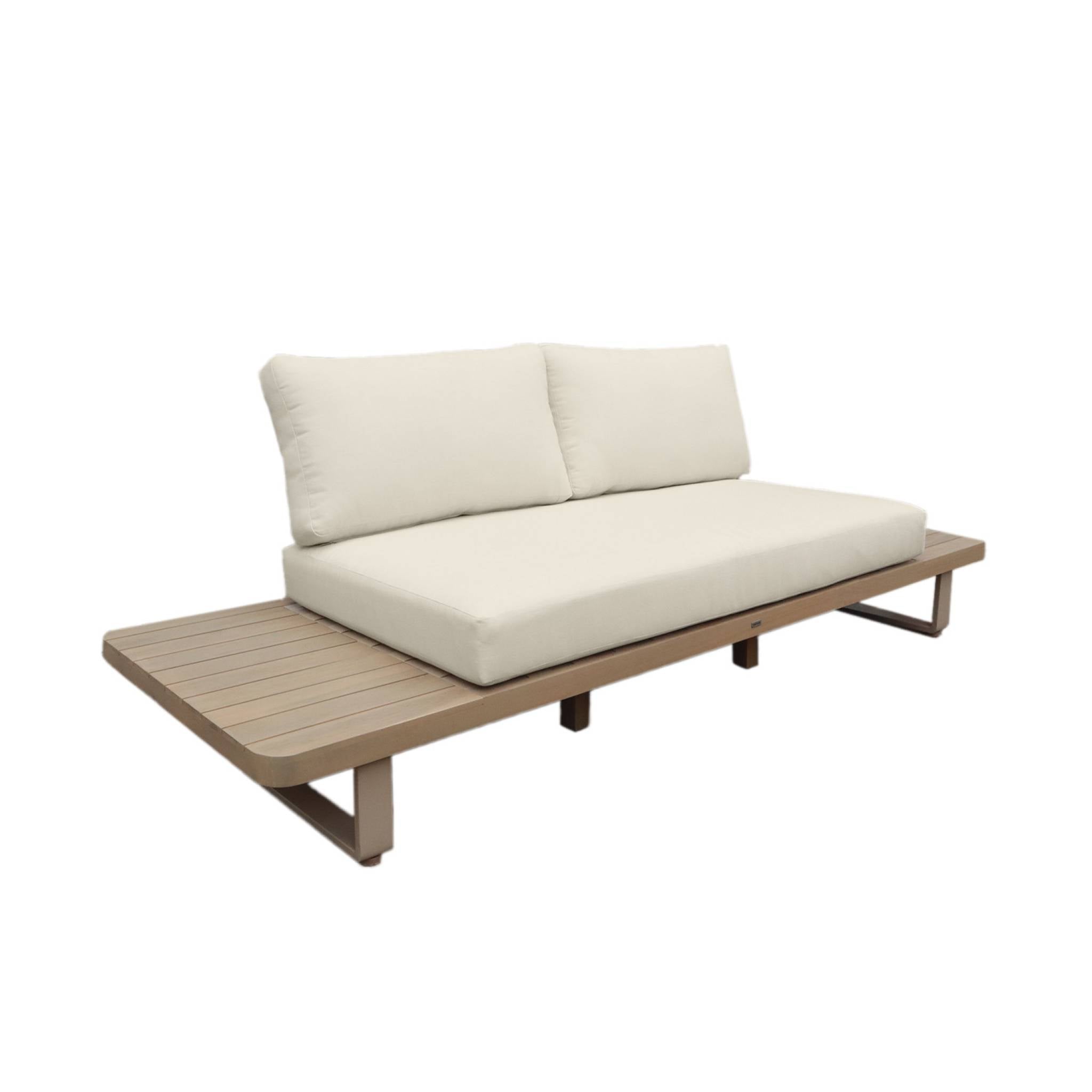 Panca da giardino in legno di acacia e alluminio, 2 posti, beige