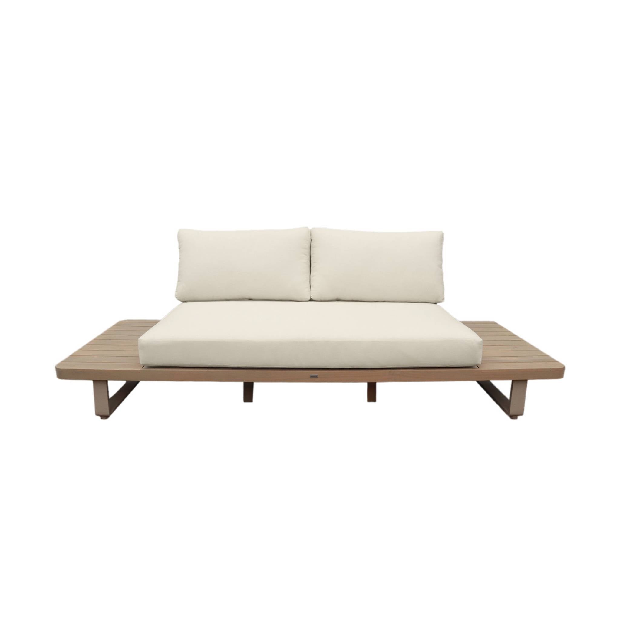 Panca da giardino in legno di acacia e alluminio, 2 posti, beige