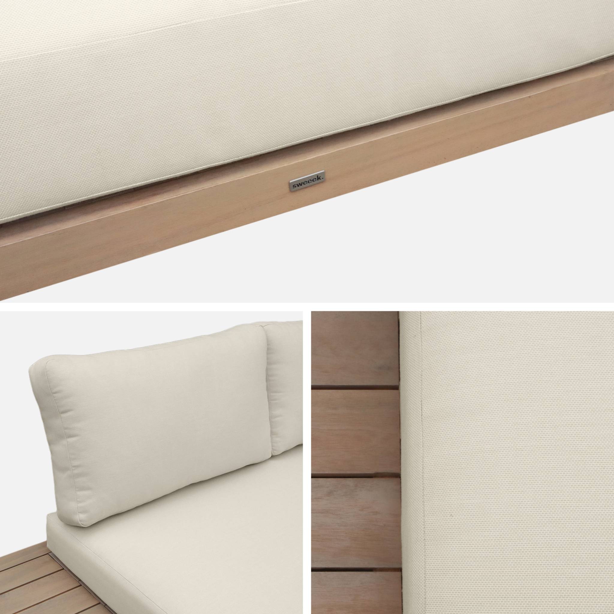 Panca da giardino in legno di acacia e alluminio, 2 posti, beige