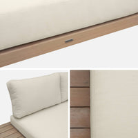 Panca da giardino in legno di acacia e alluminio, 2 posti, beige