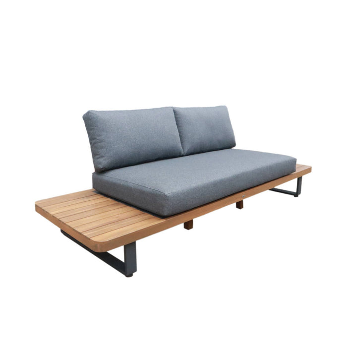 Panca da giardino in legno di acacia e alluminio, 2 posti, grigio