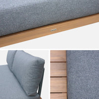 Panca da giardino in legno di acacia e alluminio, 2 posti, grigio