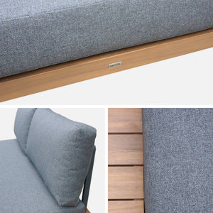 Panca da giardino in legno di acacia e alluminio, 2 posti, grigio