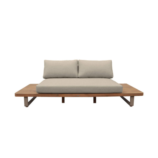 Panca da giardino in legno di acacia e alluminio, 2 posti, marrone