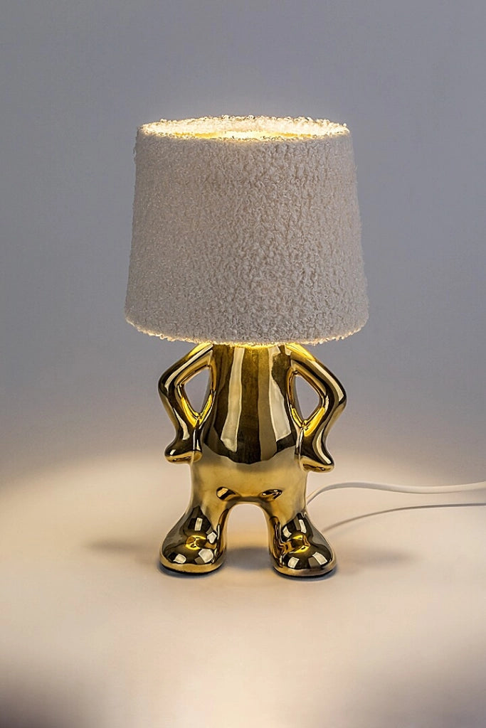 Lampada da tavolo ceramica oro paralume crema E14 Rabalux