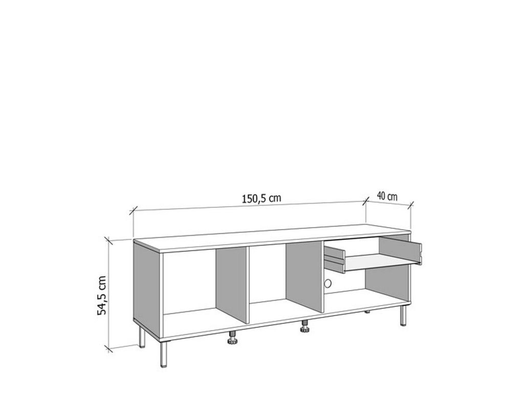 Preone, Mobile Porta tv un Cassetto, 150.5x40x54.5h cm Marrone Rovere Nodi