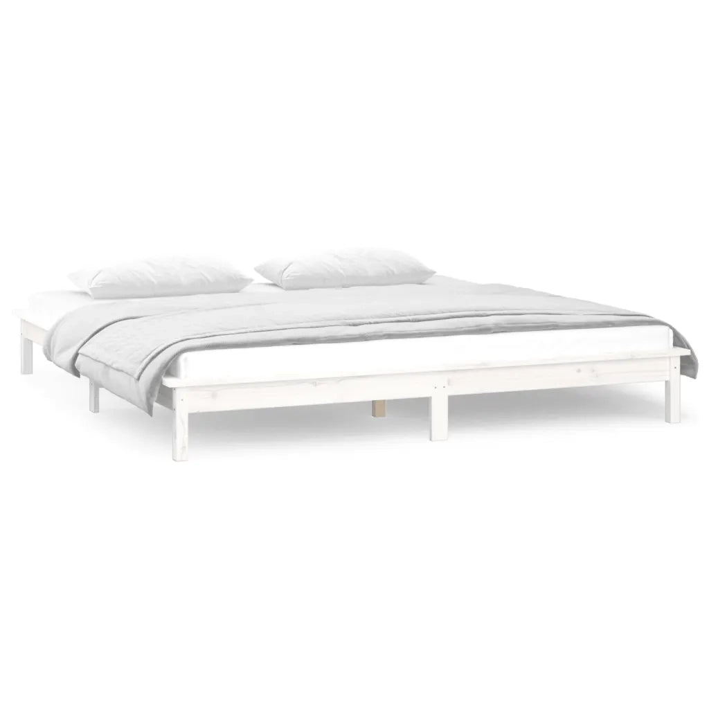Giroletto LED Bianco 135x190 cm Double in Legno Massello 820647