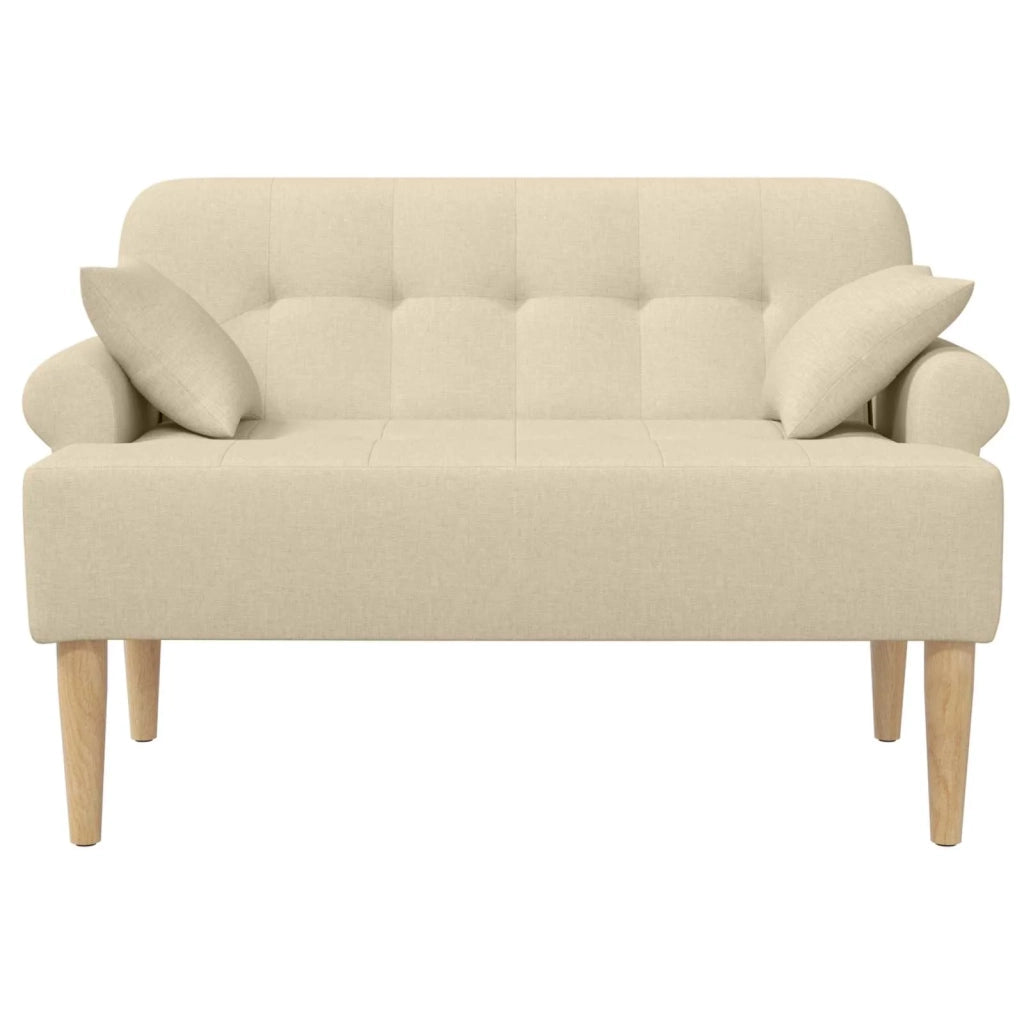 Loveseat con bottoni imbottiti Crema 120 x 65 x 79 cm Tessuto 42041816