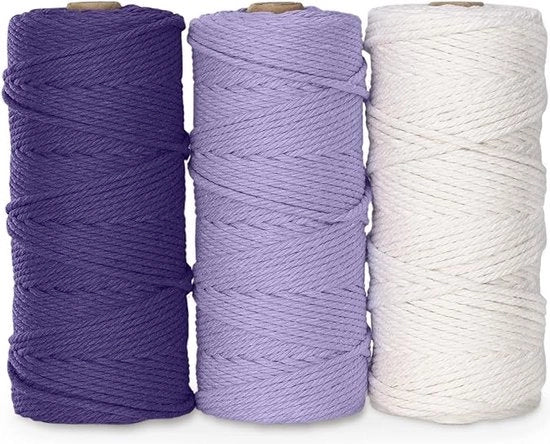 Set di corda macramé / Corda in cotone per progetti di fai da te stesso / Realizzato con 100% cotone naturale 3mm x 100m/3