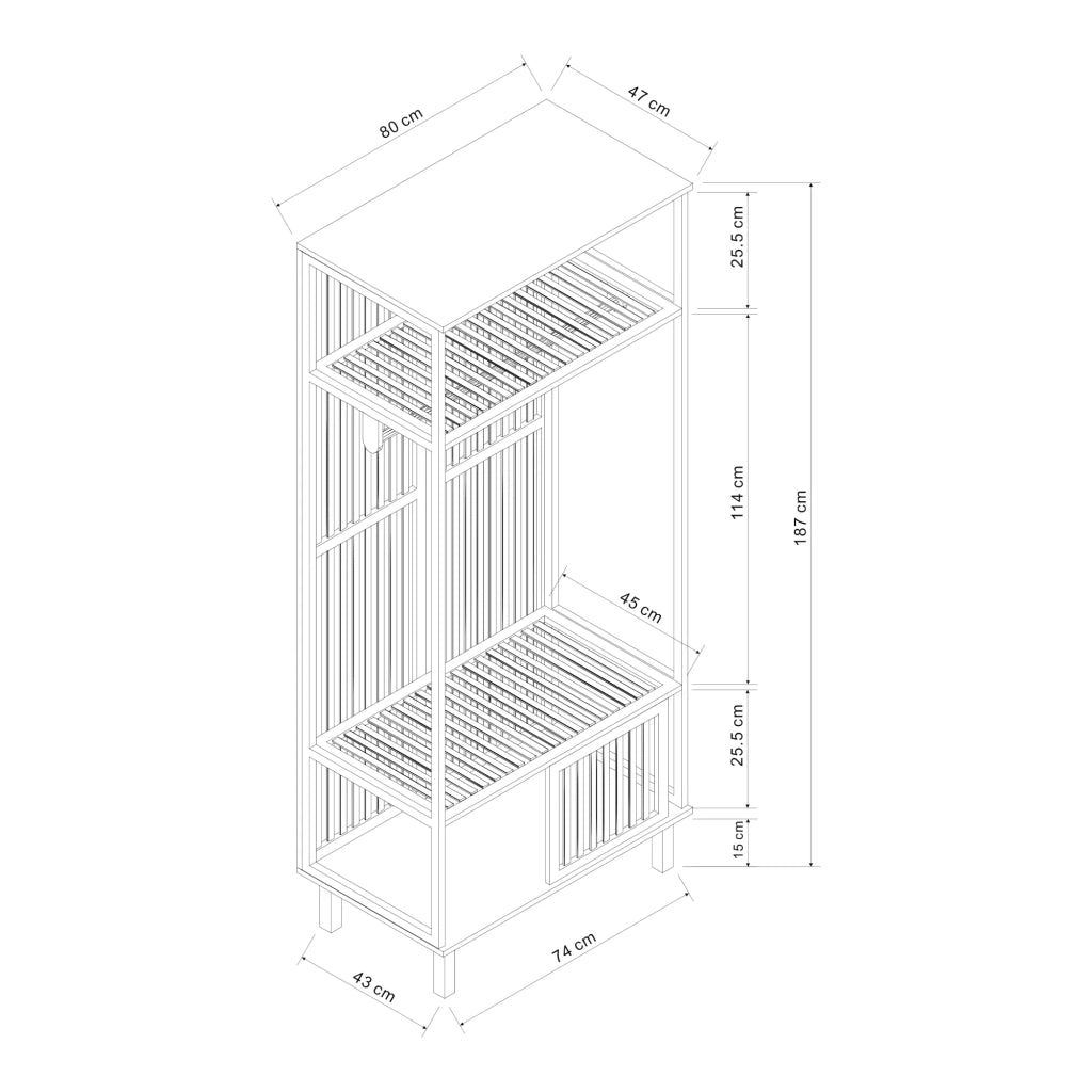 Appendiabiti da ingresso di design 187 x 80 x 47 cm bambù naturale 03_0010390