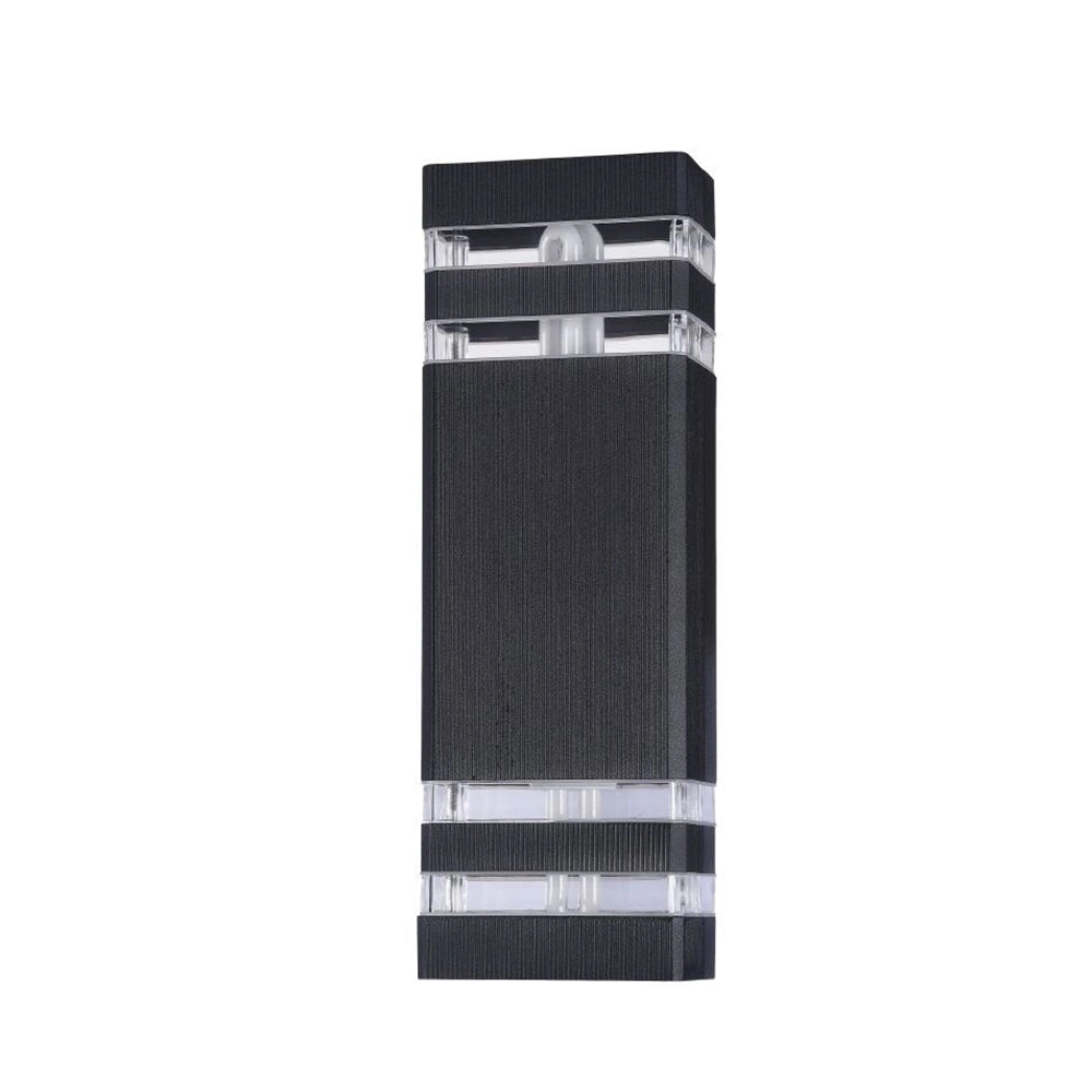 Lampada Da Parete Moderna Da Esterno Alluminio Nero 2 Luci E27 60W Ip54