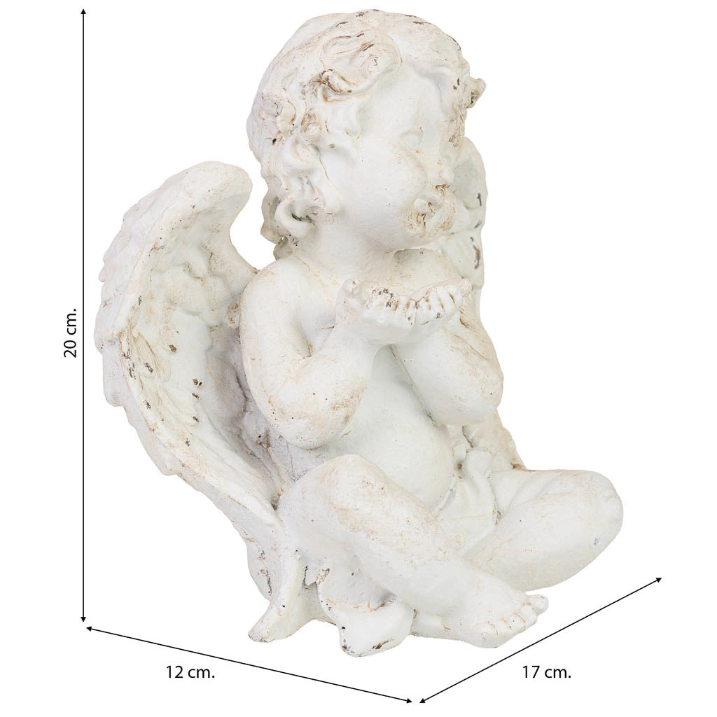 Statuetta decorativa a forma di angelo in resina bianca, 17 x 12 x 20 cm (altezza)