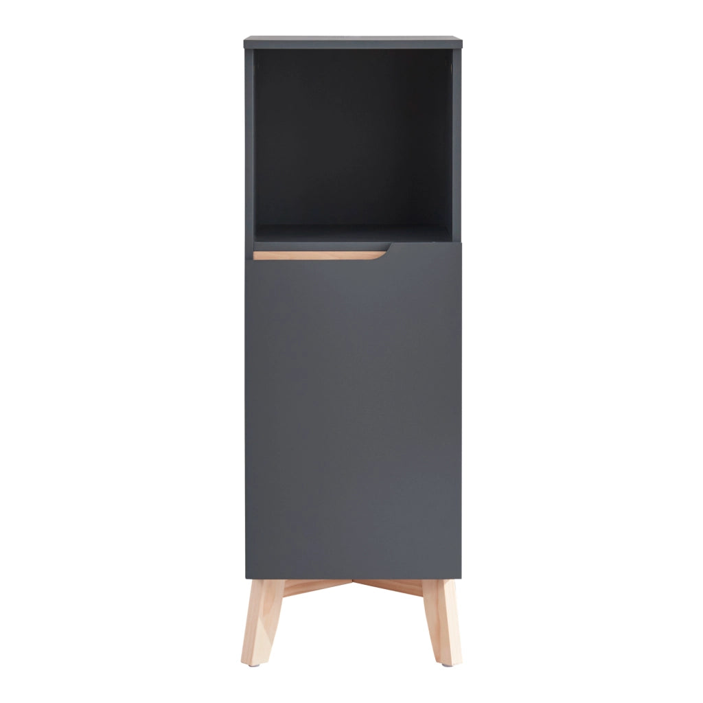 Armadietto Overath con Anta e Scomparto 86 x 30 x 30 cm Grigio / Legno di Pino [en.casa]