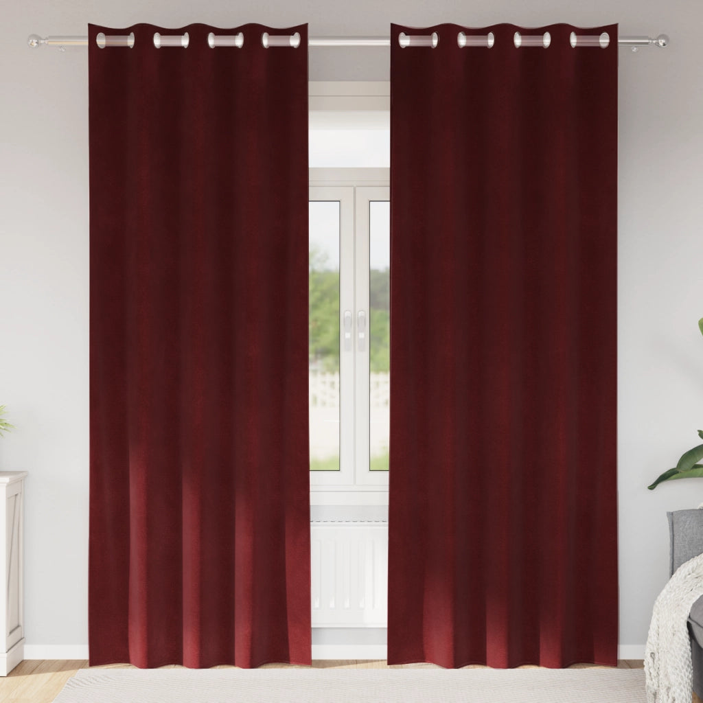 Tende oscuranti  con occhioli 2 pezzi in velluto rosso vino