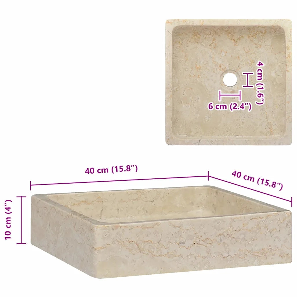 Lavandino-Lavabo-Lavello Crema 40x40x10 cm in Marmo 517220