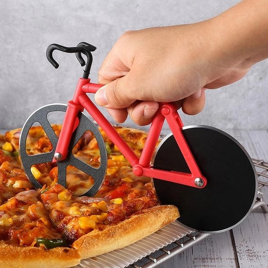 Pizzasnijder per Bicicletta - Progettazione - In Acciaio Inossidabile - Adatto per Pizze - Pancakes - Dolci - Incluso Accessorio Standaard