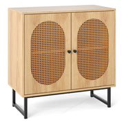 Mobiletto/credenza in rattan 80 x 40 x 81,5 cm con ripiano regolabile design bohémien legno naturale ingegnerizzato 20_0010793