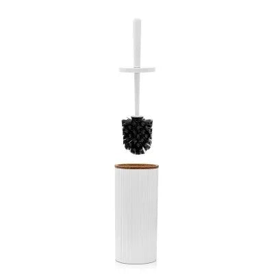 Portascopino wc Bianco dettagli effetto legno serie Blob