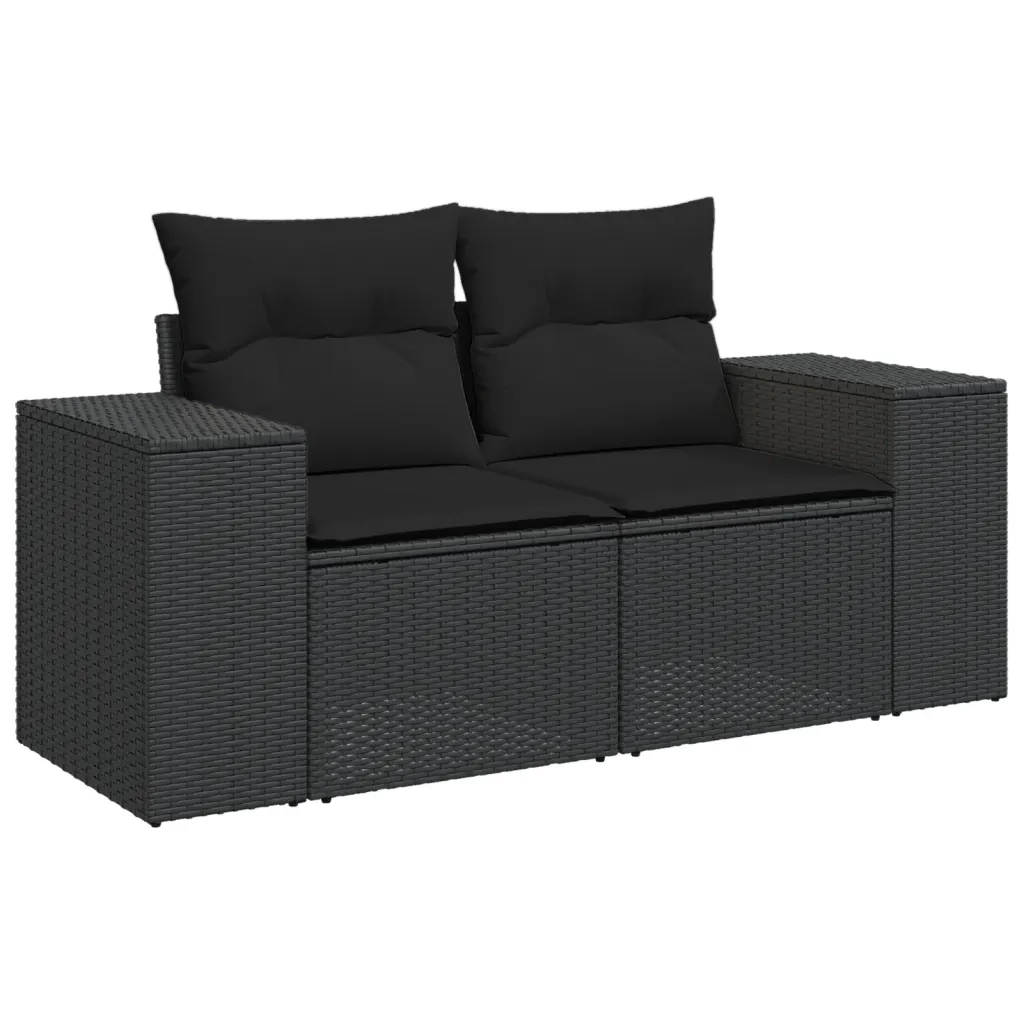 Salotto da Giardino-Set Divani da Giardino 4 pz con Cuscini Nero in Polyrattan 292382