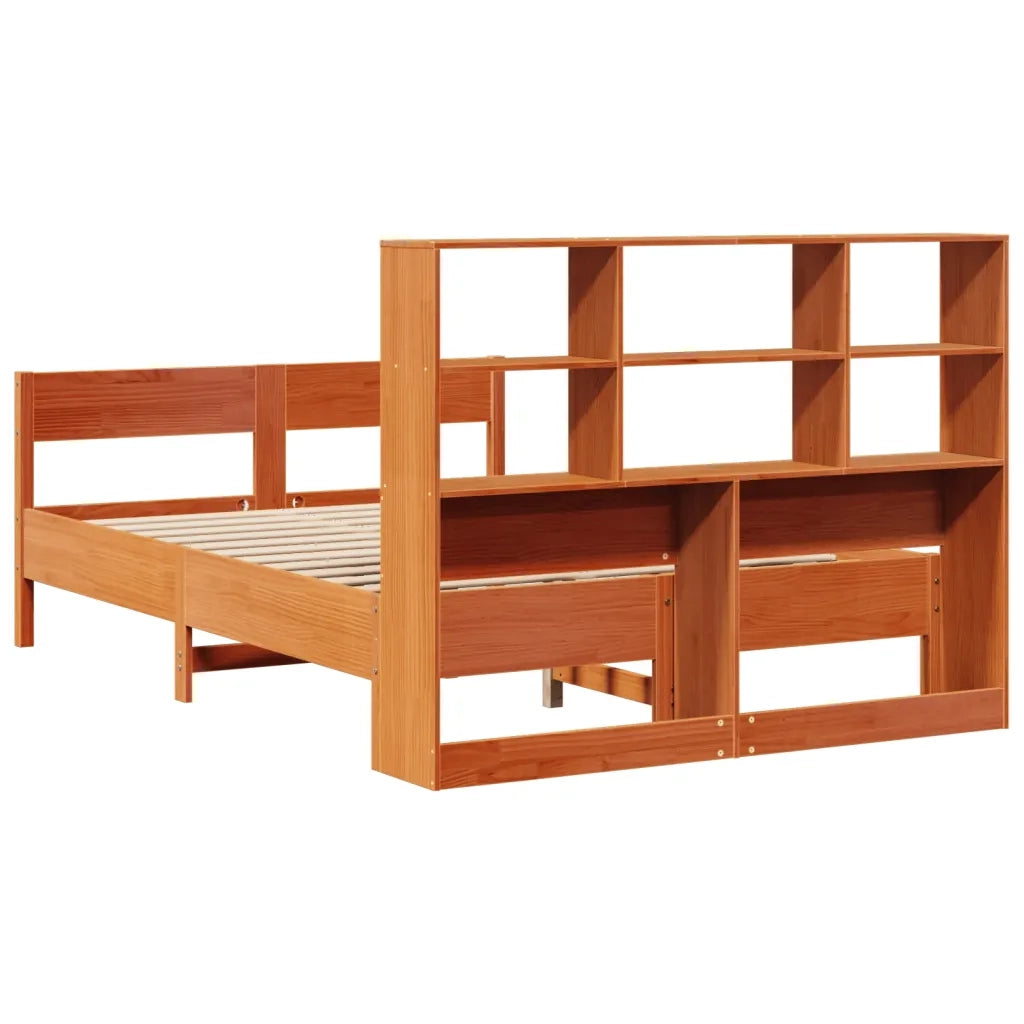 Letto Libreria senza Materasso Marrone Cera 120x190 cm in Pino 3323007