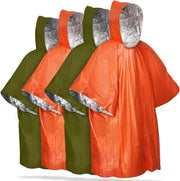 4 Impermeabili da Porta con Foglio di Alluminio - Adatto per sopravvivenza all'aperto, protezione dal freddo e dal maltempo - Arancione + Verde Militare