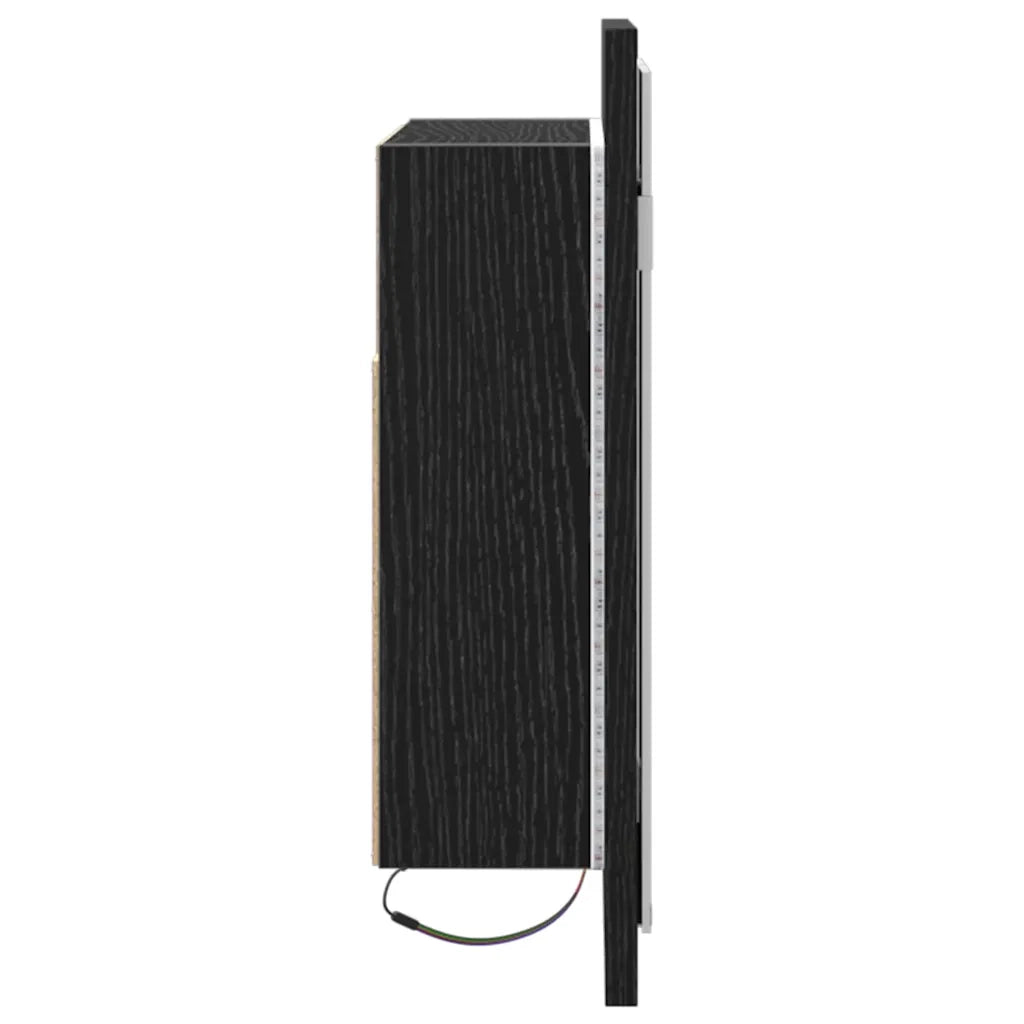 Mobiletto per specchio da bagno-Armadietto a Specchio da Bagno Rovere Nero 60 x 12 x 45 cm