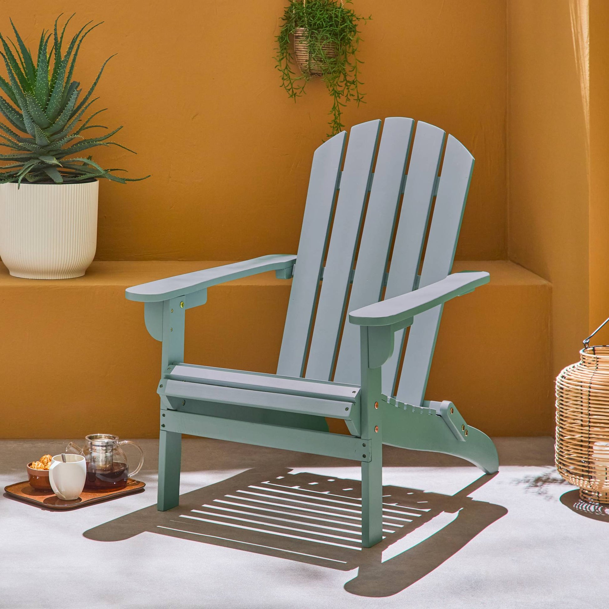 Poltrona adirondack verde grigio in legno di acacia con braccioli |