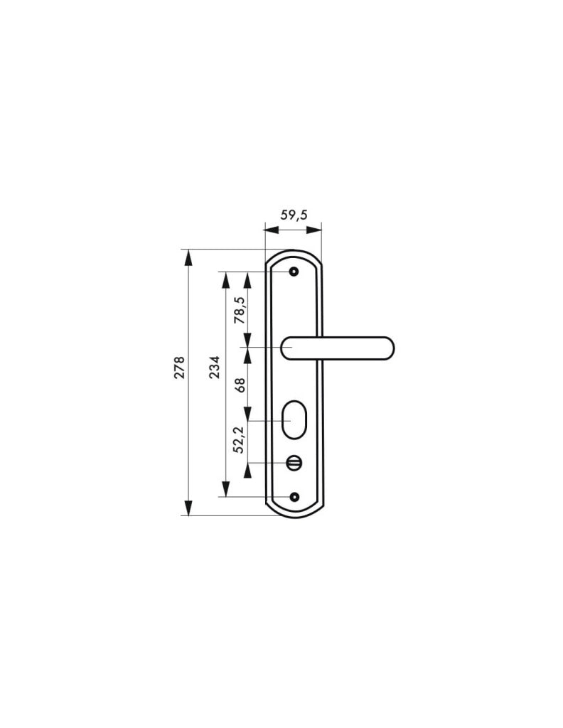 Set maniglia per ingresso, interasse 68 mm, defender integrato, alluminio brunito, destro – THIRARD