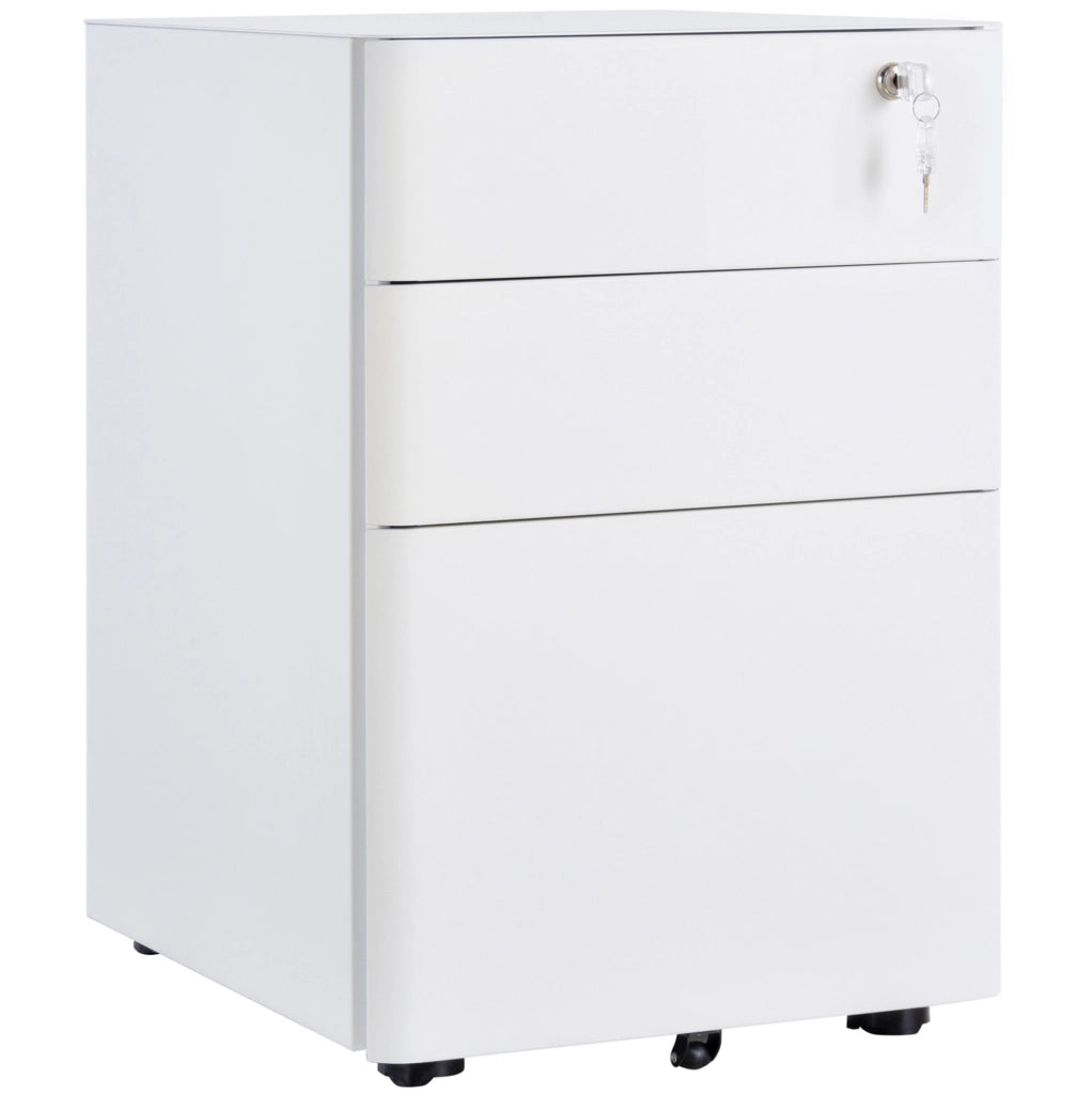 Cassettiera mobile in acciaio bianco con 3 cassetti