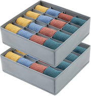 2 pacchi di contenitori per magazzino pieghevoli per calze e intimo, contenitori per magazzino con 16 scomparti, organizzatore di cassetti, contenitori per magazzino per calze (grigio)