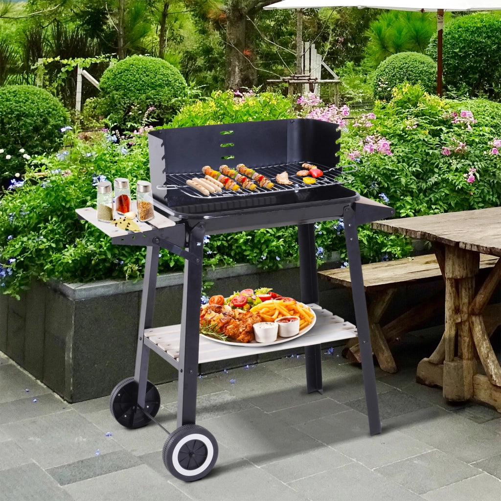 Barbecue a Carbone con Griglia Regolabile ¨C zephmum ¨C Nero 83x46x87 cm