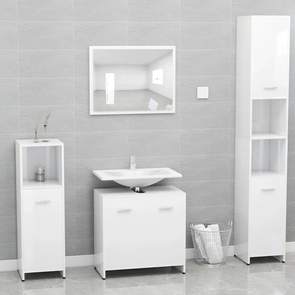Armadio da Bagno Bianco Lucido 60x33x61 cm in Truciolato cod mxl 63907