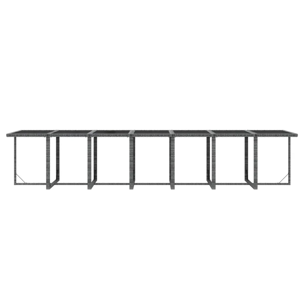 Set da Pranzo per Giardino 19 pz con Cuscini Polyrattan Grigio 3095646
