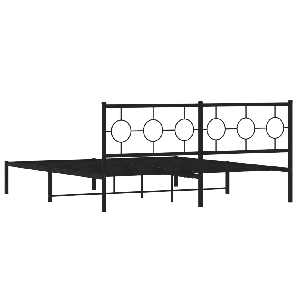 Giroletto con Testiera in Metallo Nero 180x200 cm