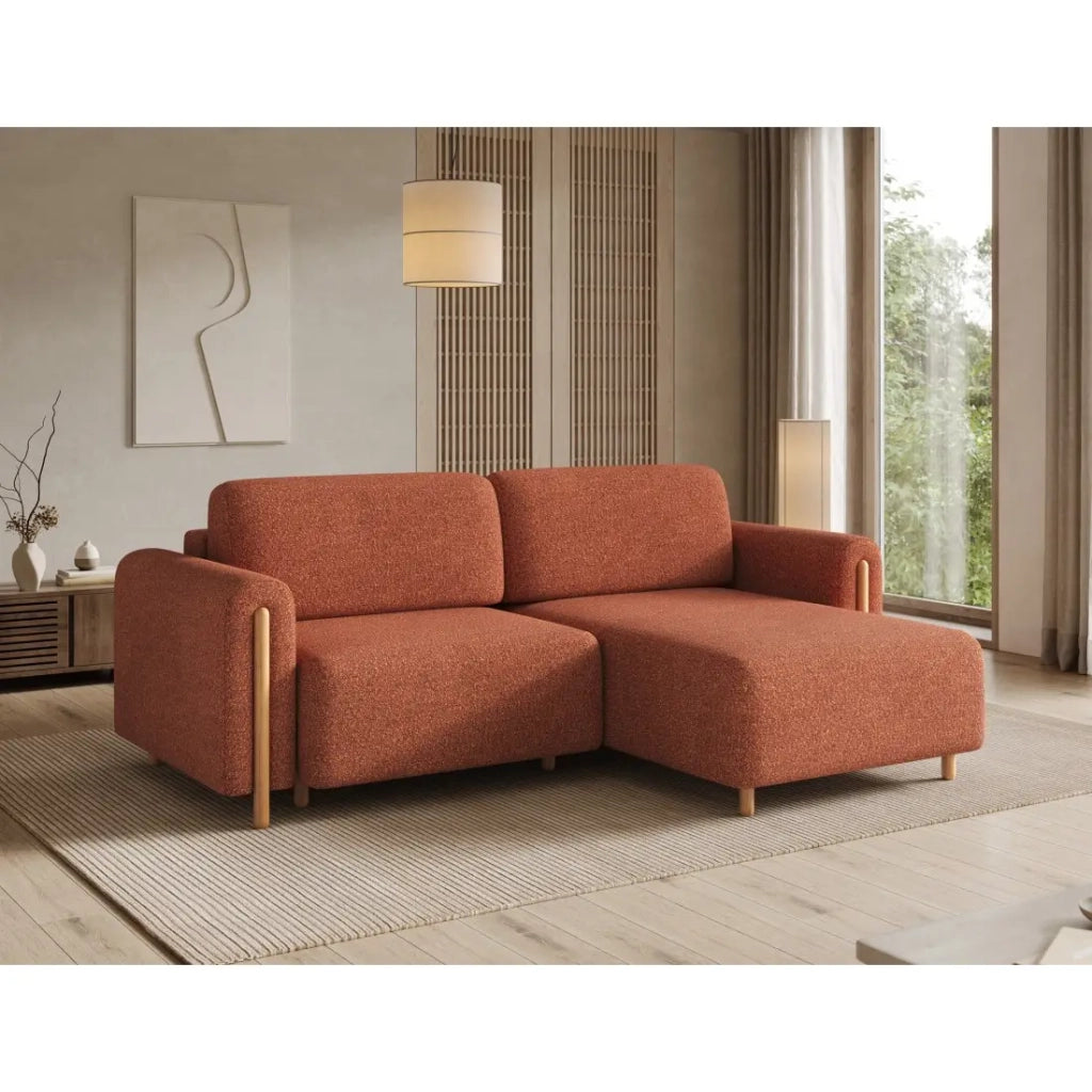 Divano ad angolo trasformabile ARVESSA terracotta bouclette – Angolo destro
