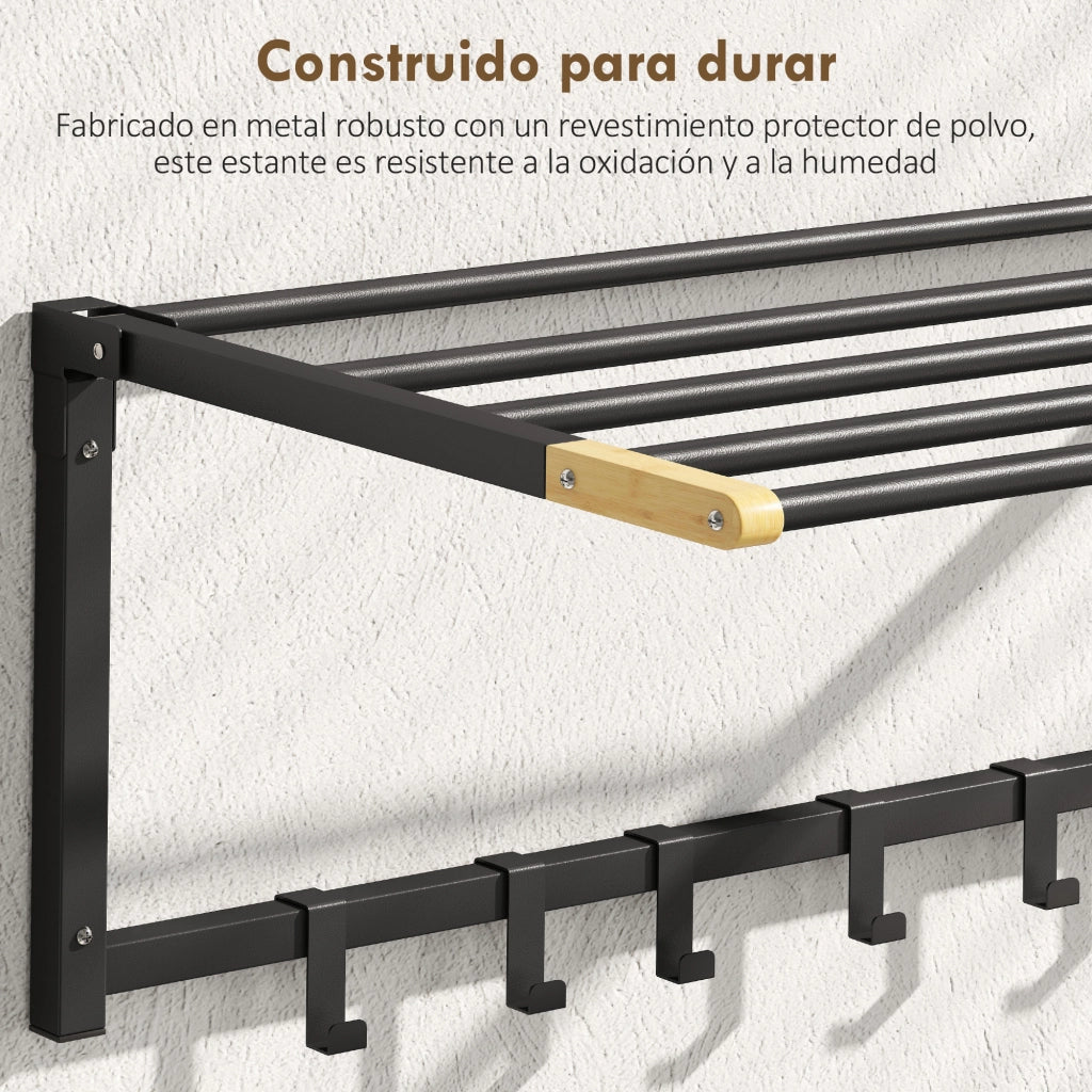Portasciugamani da Parete Pieghevole con 5 Barre e 6 Ganci ¨C Zephmum ¨C Nero 60 cm