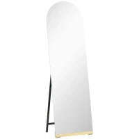 Specchio da Terra a Figura Intera senza Cornice, con Base in Legno, 160x50 cm, Trasparente