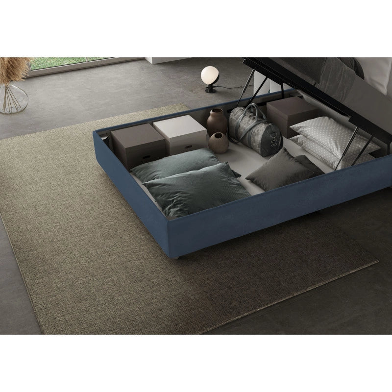 Letto imbottito Piazza e mezzo 110x210 cm Large - Contenitore,Microfibra,Blu