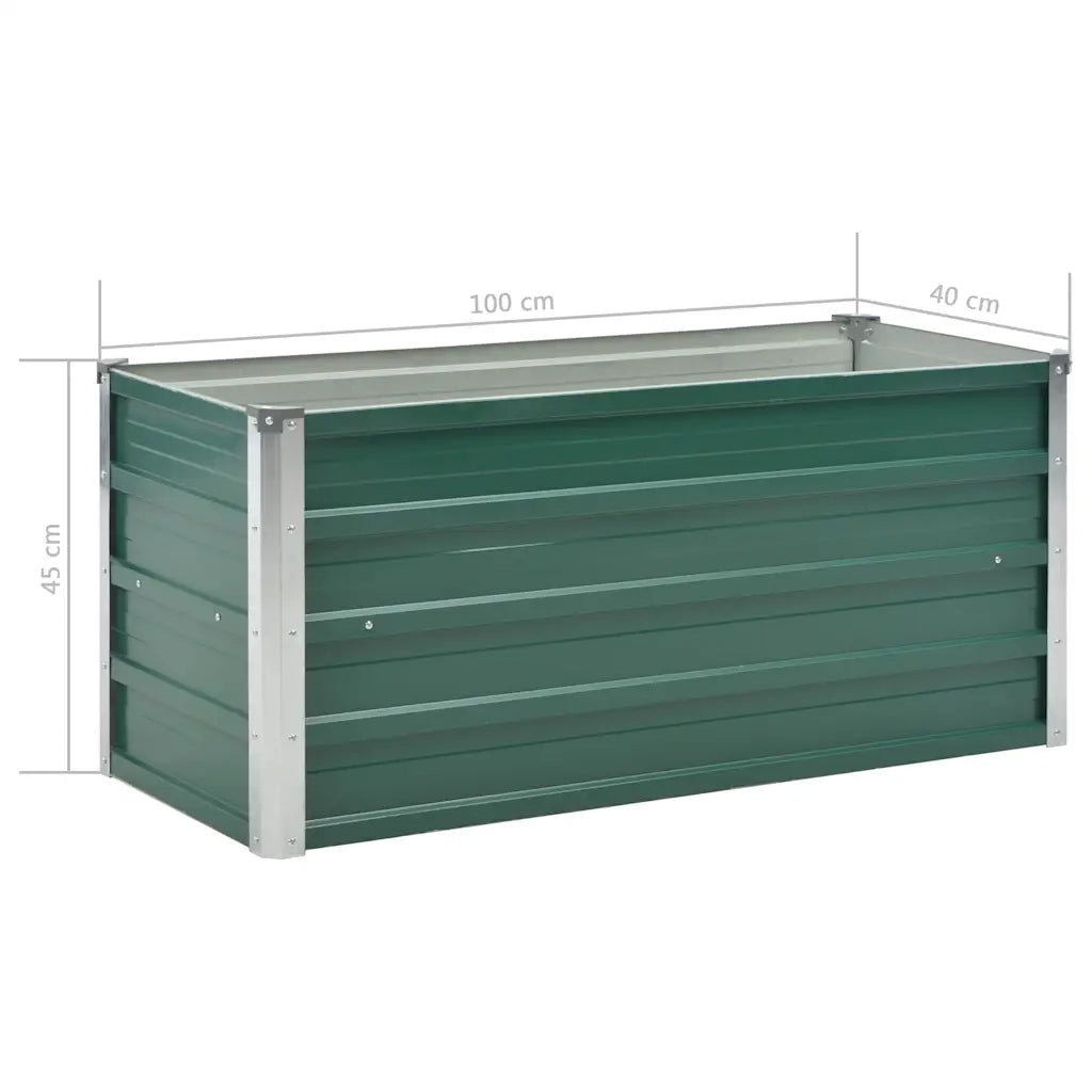 Fioriere | Cassetta per fiori | Letto Rialzato Giardino in Acciaio Zincato 100x40x45 cm Verde