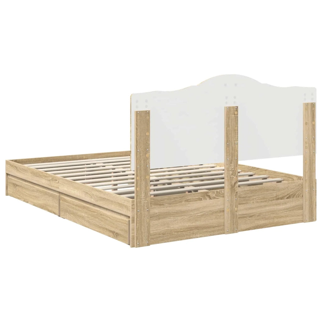 Letto con Contenitore con testiera Rovere Sonoma 140 x 200 cm 3413501
