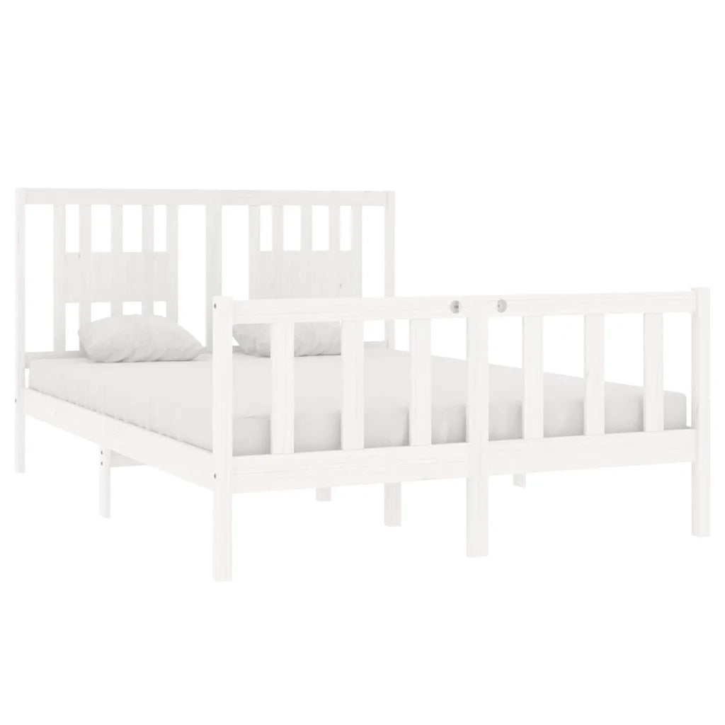 Giroletto-Struttura Letto Bianco in Legno Massello 140x190 cm 701934