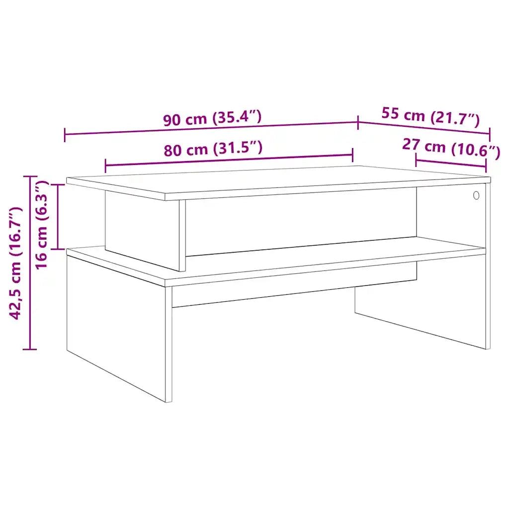 Tavolino da salotto Rovere Nero 90 x 55 x 42,5 cm 875157