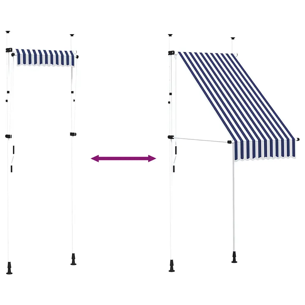 Tenda da Sole Retrattile Manuale 100 cm a Strisce Blu e Bianche 145829