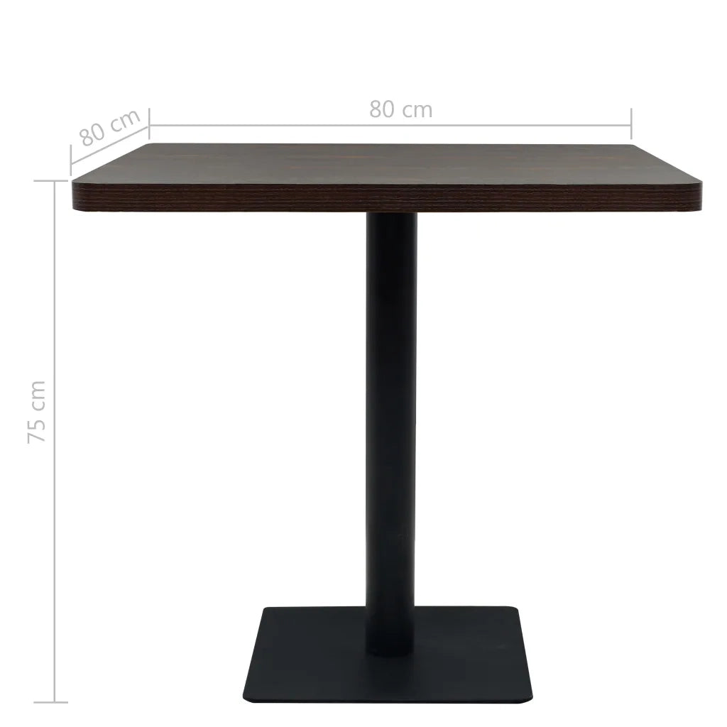 Tavolo Bistrot MDF e Acciaio Quadrato 80x80x75 cm Cenere Scura 245611