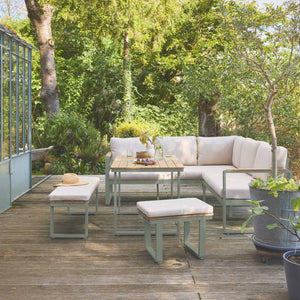 Set di mobili da giardino a 8 posti in legno di acacia e alluminio,